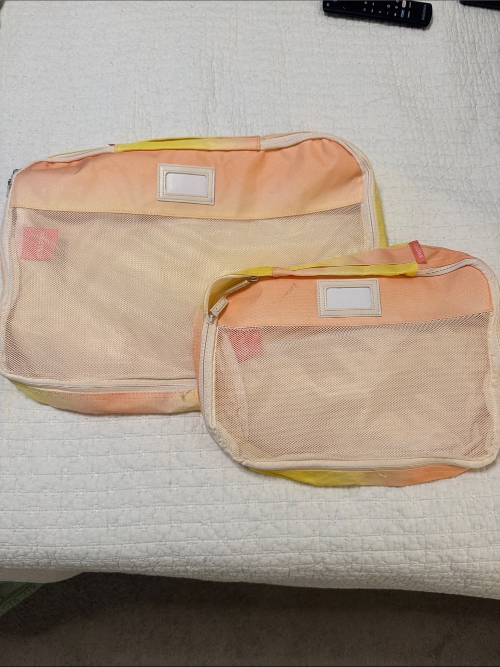 Calpak Peach Ombre Packing Cubes Set with Mesh Front